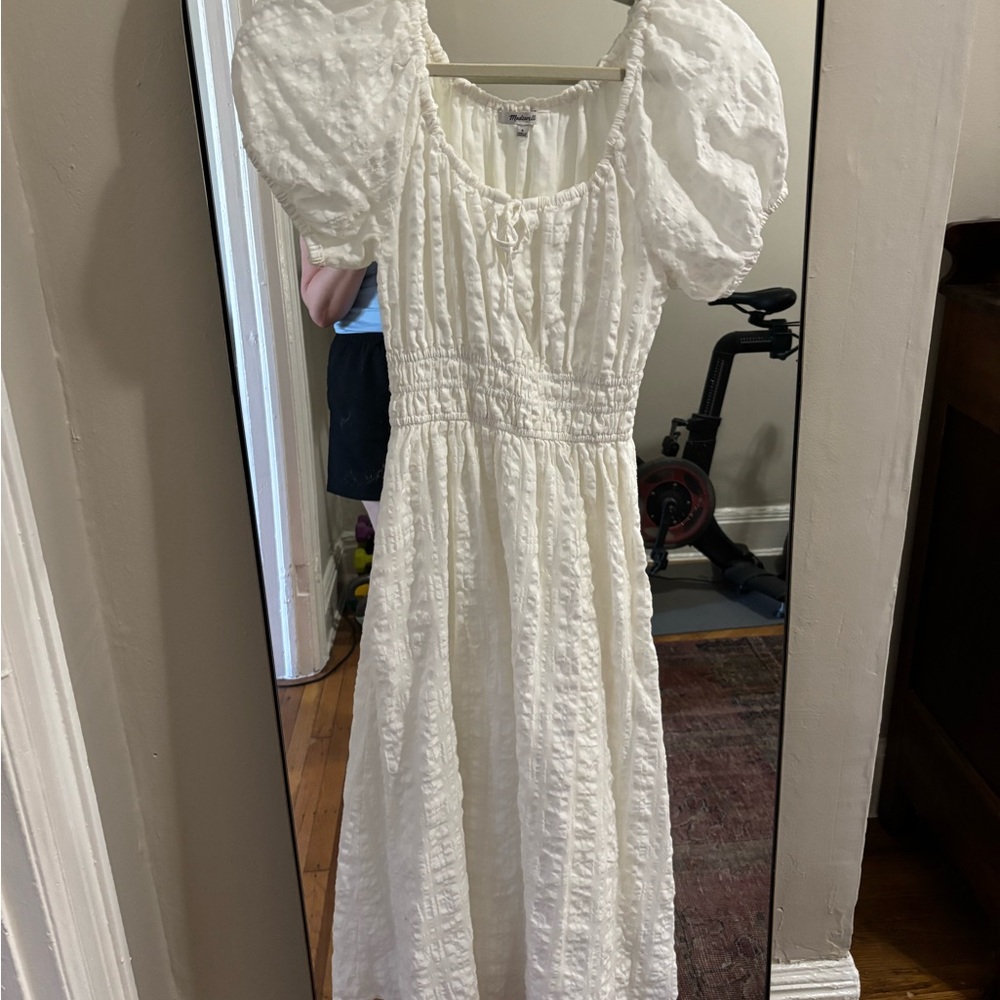 Madewell Cream Gathered Dress